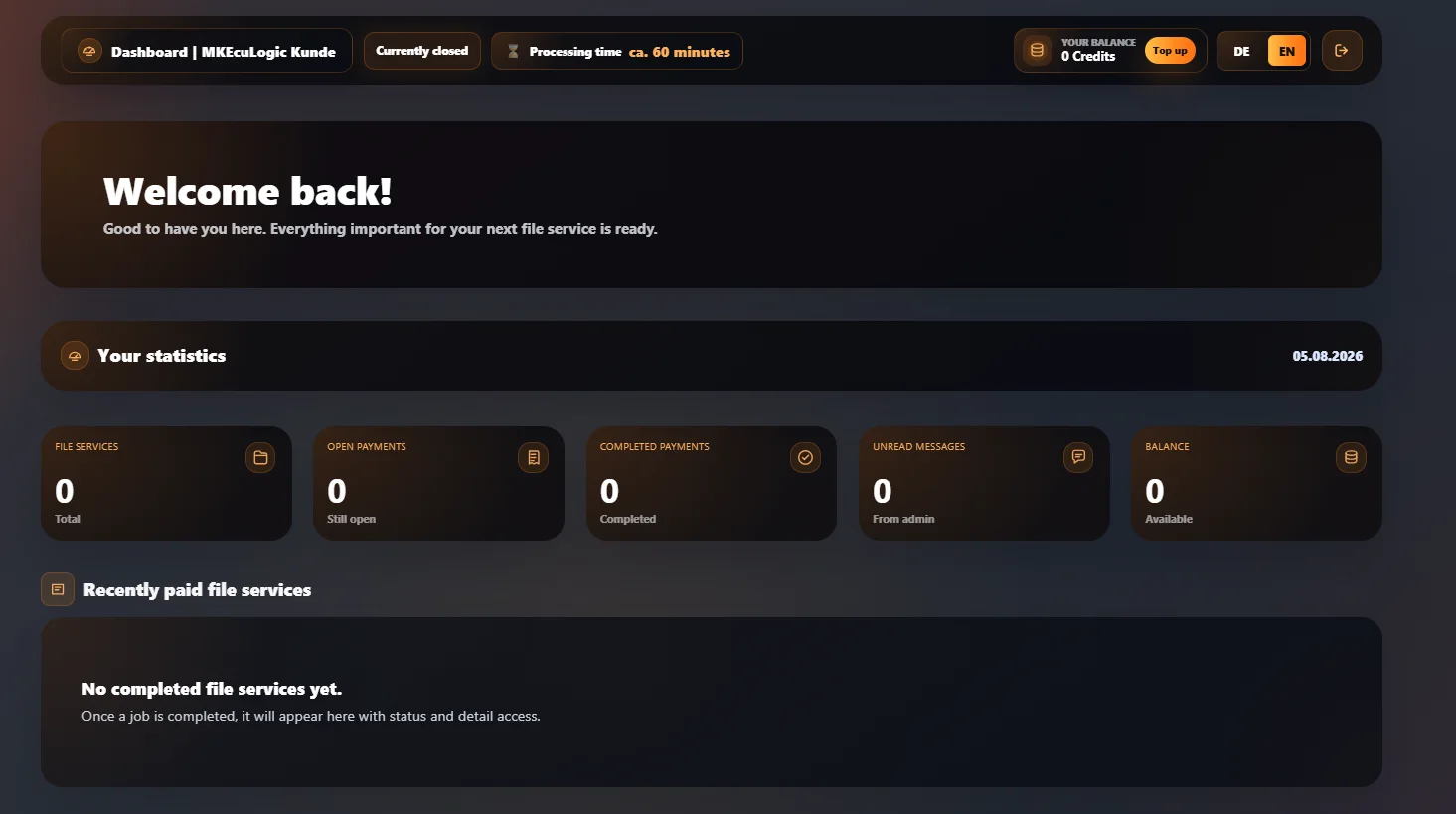 White-label file service portal dashboard