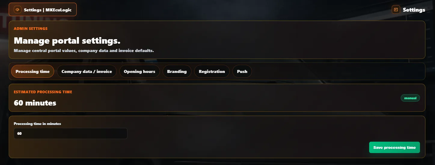 English portal settings