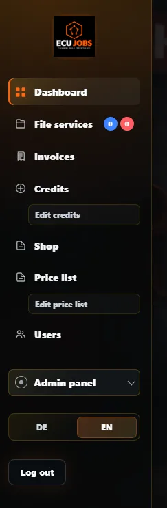 English portal sidebar